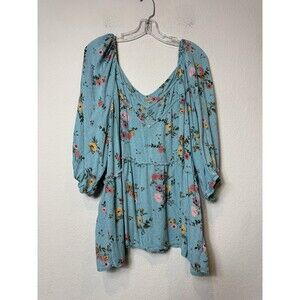 Maurices Top Floral Cottagecore Boho Flowy Popover Shirt Blouse Plus Size 3X